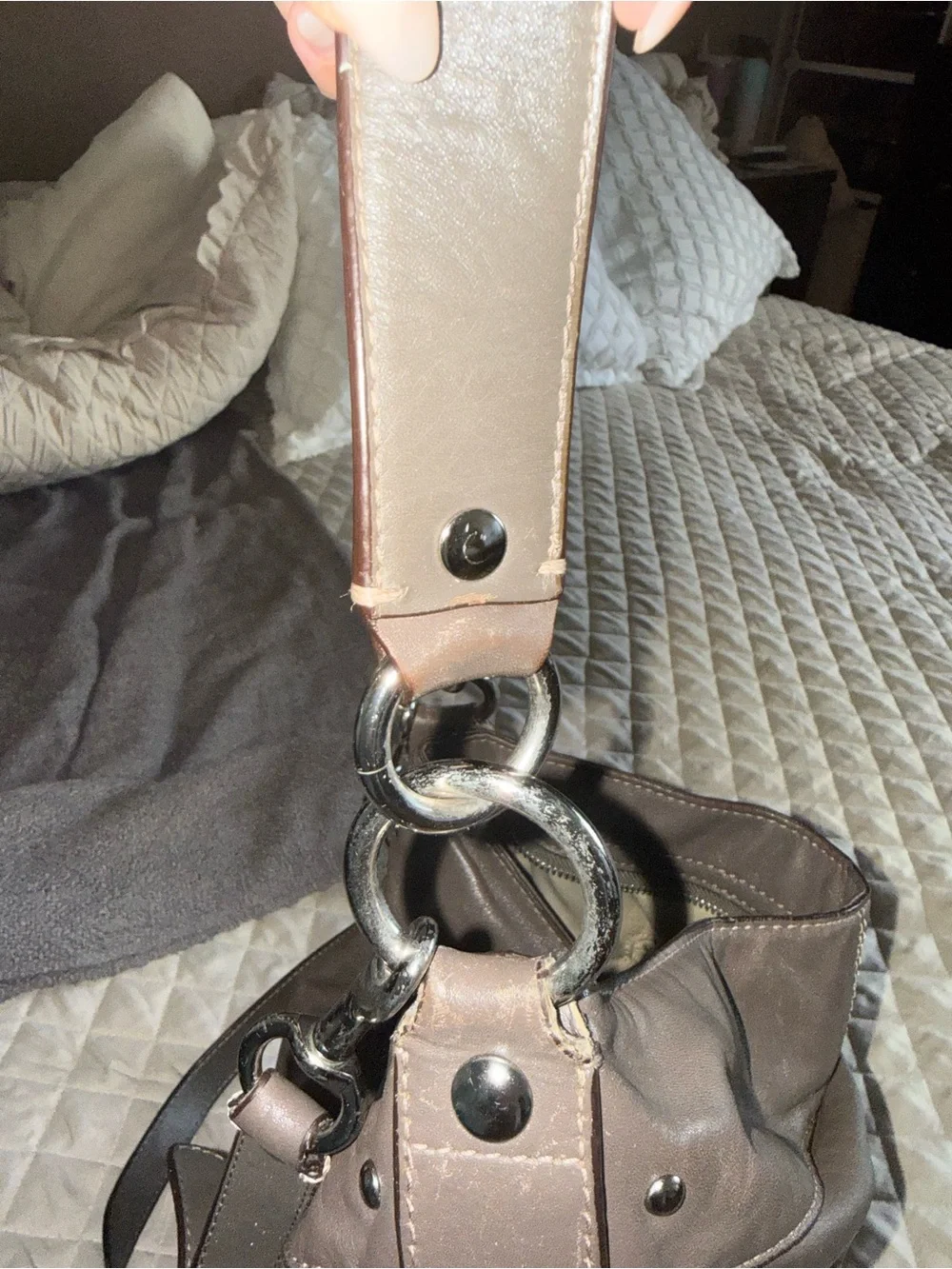 Coach Metallic Brown Leather Hobo Bag